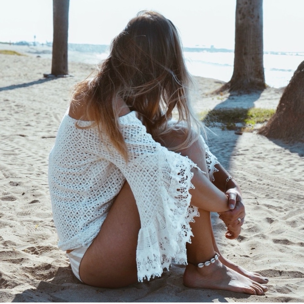 Free People White Crochet  Cover-Up
